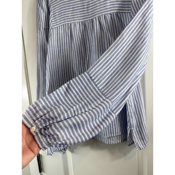 LOFT Rayon Linen Stripe Balloon Long Sleeve Blouse Top Women's Size L Large - Picture 4 of 12